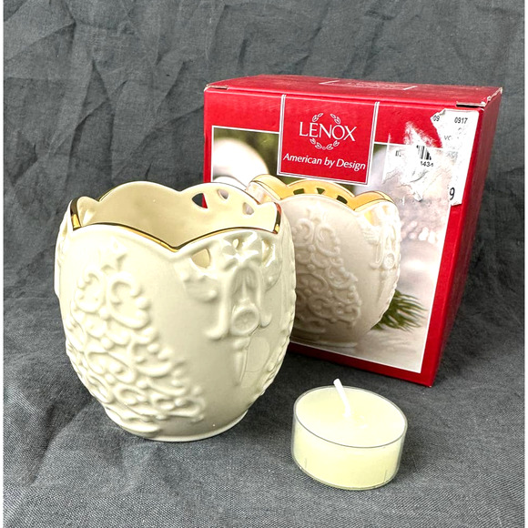 Lenox Merry Lights Christmas Tree Votive Candle Holder Gold Trim NEW - Picture 1 of 7